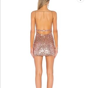 Rose gold open back mini dress